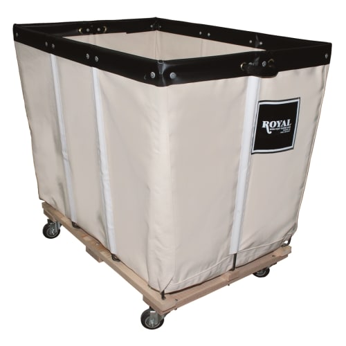 Royal Basket 20 Bushel Canvas Basket Truck Wood Base, Caster Pattern A, 4-Swivel